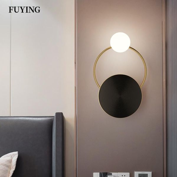 

modern wall lamp golden round wall lights nordic for bedroom rotation bedside sconce stair aisle corridor foyer led lamps