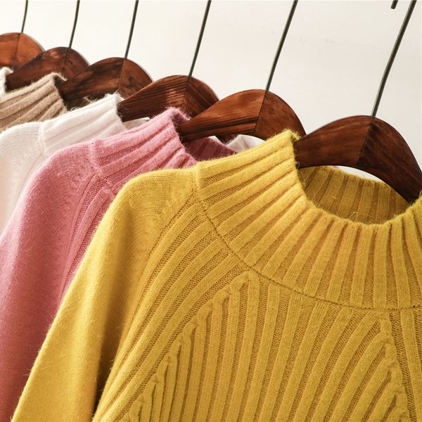 

half 2021 new turtleneck women cotton jumper autumn winter clothes jersey mujer pull femme hiver knitted sweater w1v8, White;black