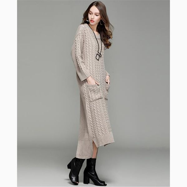 

2021 new sweater long warm es female vintage irregular hem clothing for lady autumn winter knitted femme ulq3, White;black