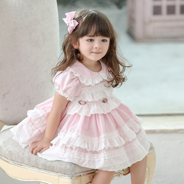 Menina verão lolita vestido criança princesa vestidos para crianças bebê meninas espanhol aniversário casamento festa de natal boutique robe 210303