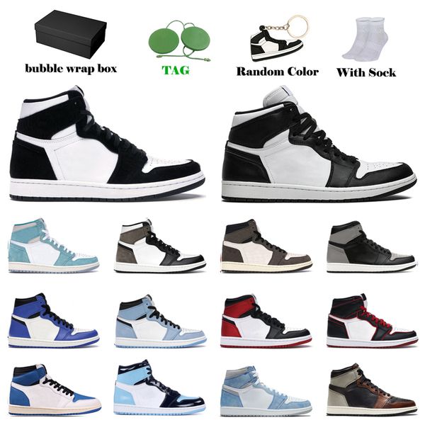 

men basketball shoes panda silver toe high dark mocha 1 1s women sneakers unc university blue shadow light smoke grey chicago sports trainer