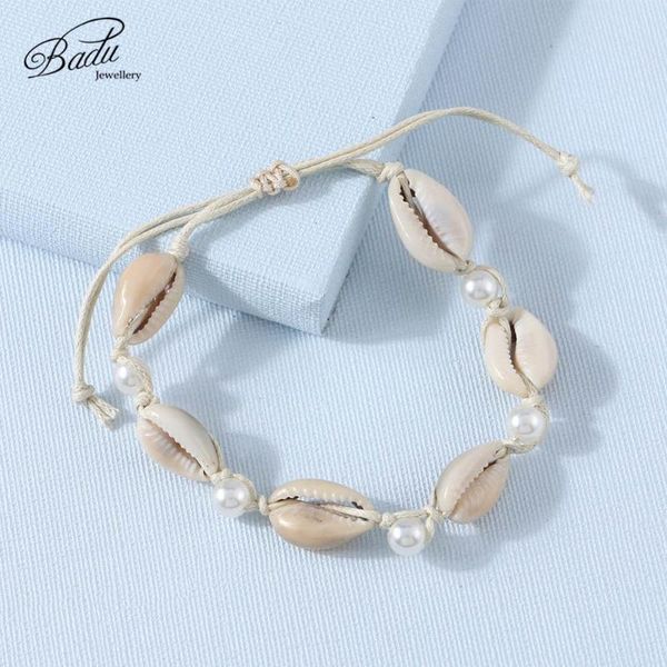 

charm bracelets badu seashell pearl bracelet for women cute fashion handmade accessories beaded strand 2021 summer beach jewelry, Golden;silver
