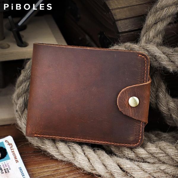 

wallets retro men wallet cow genuine leather short with hasp handmade crazy horse slot clutch, Red;black