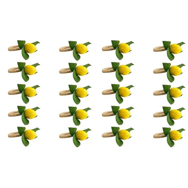 

napkin rings -20pcs handmade yellow faux with vine ring for wedding, dinner party, banquet, serviette