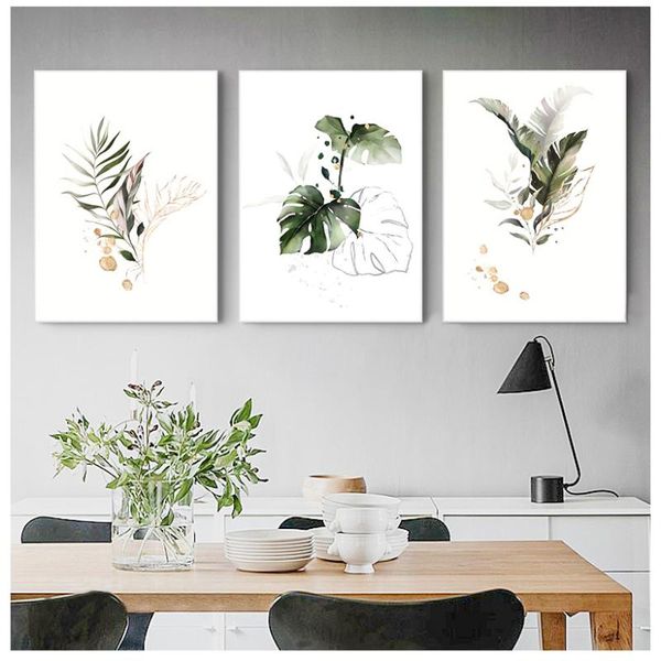 

paintings watercolor plant canvas poster leaf botanical art print minimalist painting nordic style picture living room decoration