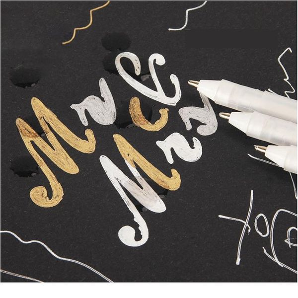 

0.7mm comic hand-painted highlight pen metalic markers set gold silver white paint graffiti pens writting drawing art jllhea