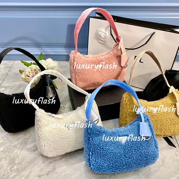 

lambswool plush women new 2021 designers luxurys hobo underarm bag beautiful color shoulder clutch fashion bags cute pink