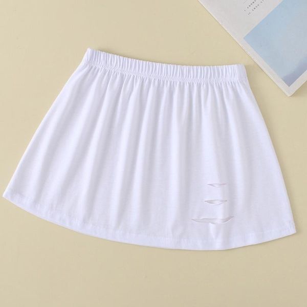 

skirts women flared false hem distressed ripped hole elastic waist decorative skirt u90e, Black