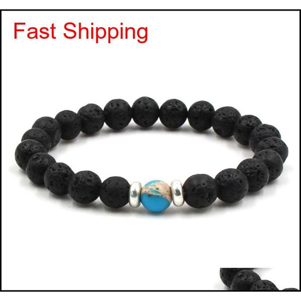 

lava stone beads bracelets natural black essential oil diffuser elastic bracelet volcanic rock beaded hand s qylwvk dh_seller2010
