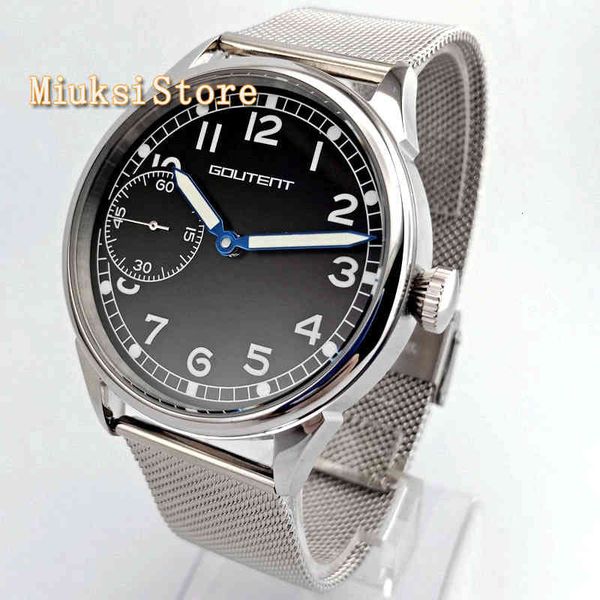 

gouser fashion luxury gentlemen 42mm mechanical watches black index finger plate stainless steel band 17 jewelry 6497 hand crossing watch, Slivery;brown