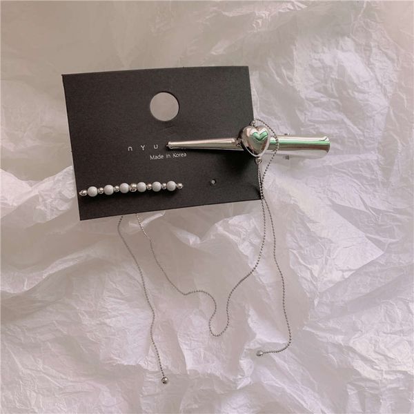 

hbp fashion temperament tassel pearl love hairpin girl korean clip mori side banger, Silver
