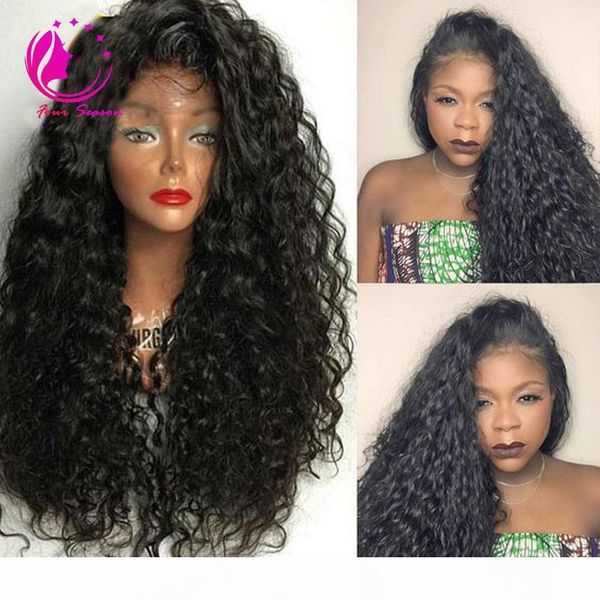 

150% density 8a peruvian kinky curly front lace wig unprocessed glueless virgin human hair kinky curly lace front wig with baby hair, Black;brown