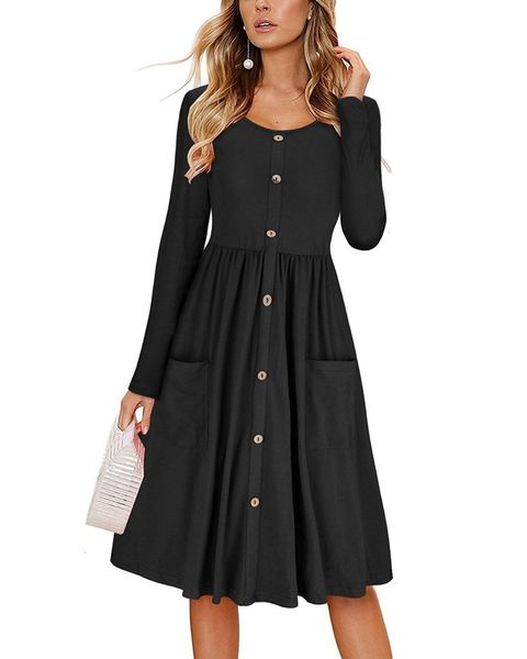 

2021 new spring autumn knitted cotton long sleeve pleated women elegant robe femme streetwear casual 2k0m, Black;gray