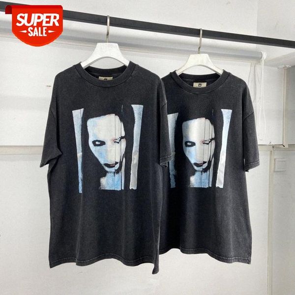 

marilyn manson t-shirt vintage retro washed vtg casual short-sleeved #ar0r, White;black