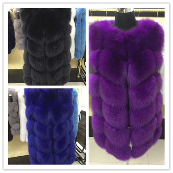 

women's fur & faux 2021 natural real vest winterwarm in the long section, Black