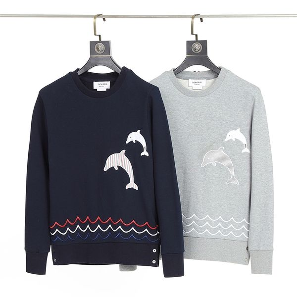 

chao brand tb2020 autumn and winter new embroidered dolphin sweater korean casual bottomed coat, Black