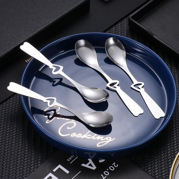 

spoons stainless steel tableware spoon coffee stirring scoop dessert ice cream silver heart-shaped