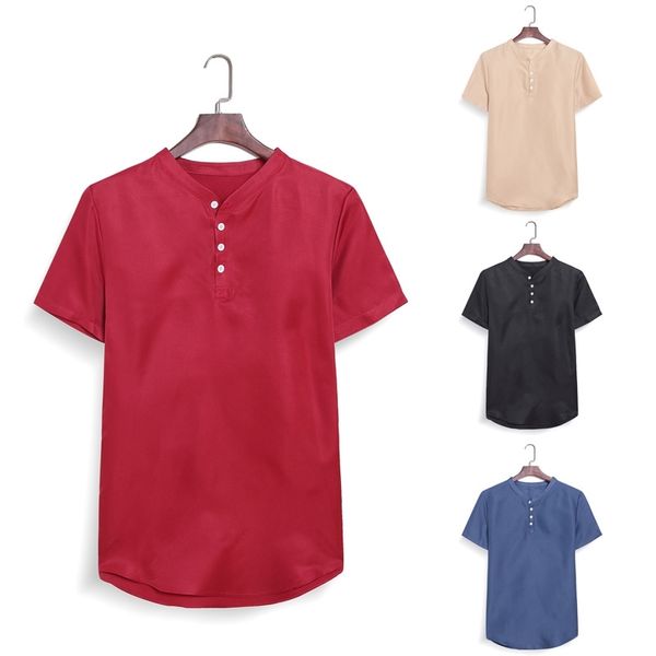

2020 new short sleeve solid collar loose pullover men's shirt2021, White;black