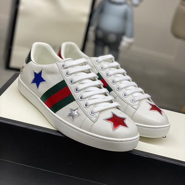 

new arrival fashion men women leisure shoes luxury designer sneakers shoes leather bee snake embroidered mens shoes size 35-44, Black