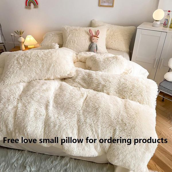 

bedding sets shaggy super soft coral fleece warm cozy princess set mink velvet double duvet cover bed linen pillowcase