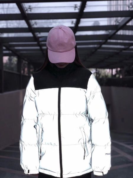 

womens reflective down jacket mens winter jacket parkas fashion coats women down jacket hip hop streetwear fashion design jk009, Black