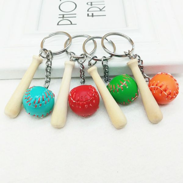 

2021 fashion keychain creative color key chain fans gift two pieces of hand sewn baseball stick, Silver