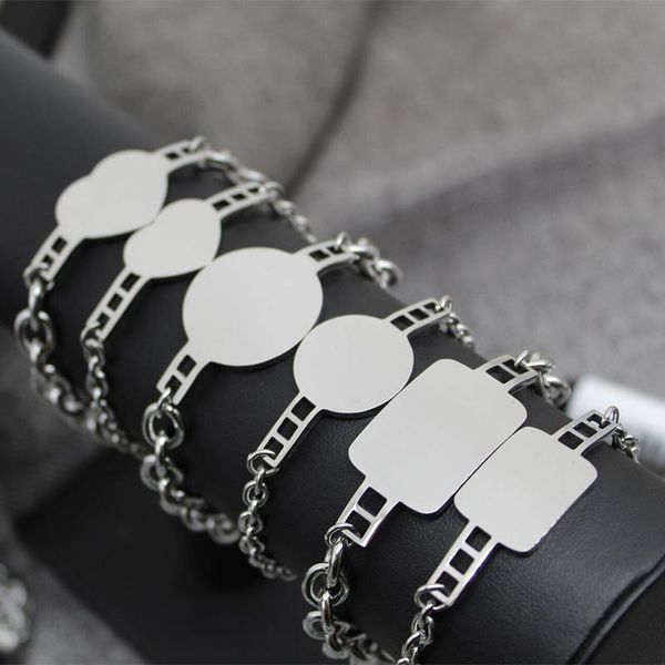 

charm bracelets simple design 316l stainless steel bracelet women and men blank dogbtag chain birthday christmas gift, Golden;silver