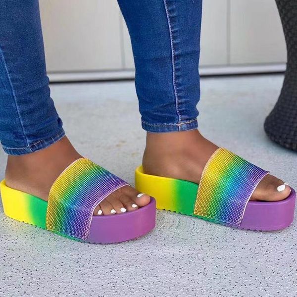

women slippers 2021 slides fashion ladies summer woman platform bling shoes female slippers lady beach flip flops sandals, Black