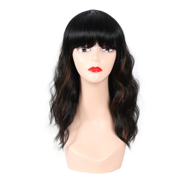 

synthetic wigs loryana 14inches short natural wave bob wig middle part black brown heat resistant wavy for women