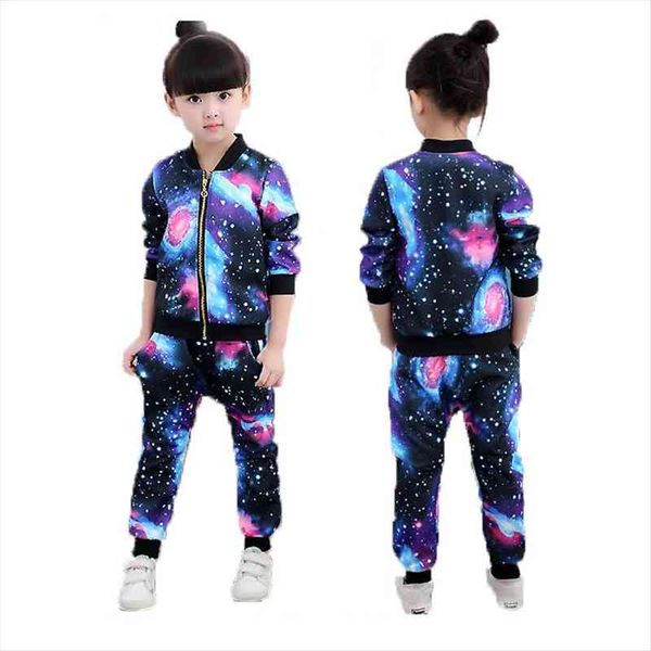 

girls clothing sets children fashion active jackets zipper coat and pant set kids autumn sports suit tracksuit, White