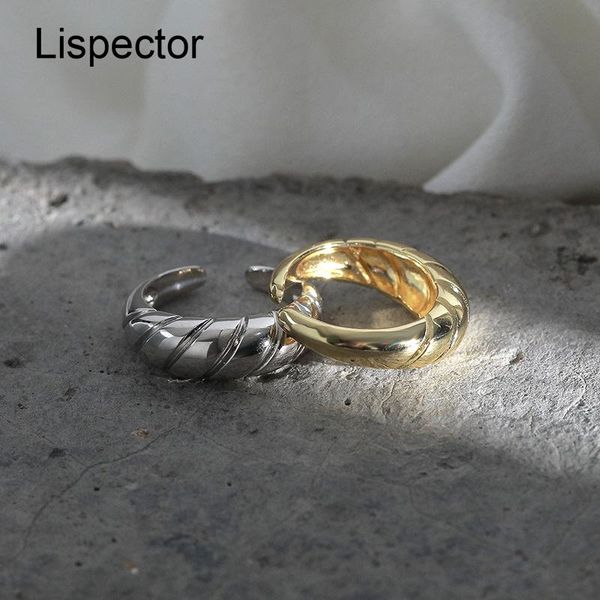 

cluster rings lispector 925 sterling silver korean simple ox horns ring for women minimalist shofar party rock couple jewelry, Golden;silver