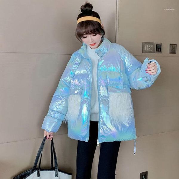 

women's down & parkas bright face padded jacket short loose 2021 winter parka clothes thick warm bread coat female1, Black