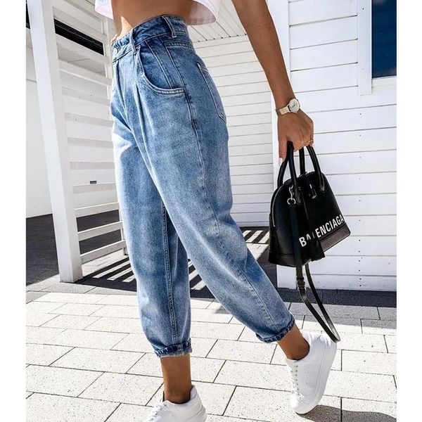 

women's jeans spring and autumn high waist women fashion denim pants female summer pocket casual trousers work streetwear clothes, Blue