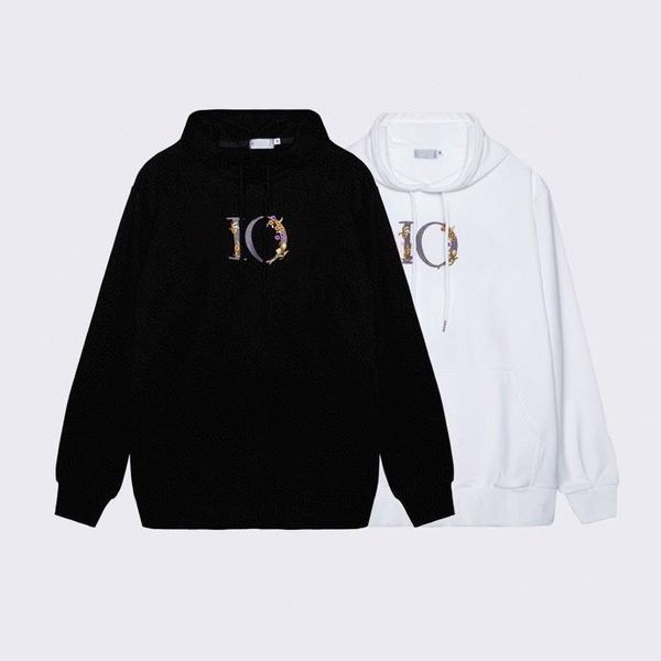 

men's hoodies & sweatshirts classic autumn and winter hoodie lettered embroidery logo fashion pullover for men women s-xxl, Black