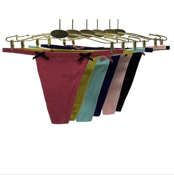 

women's panties 5 pcs/lot arrival 2021 lingerie low rise t back cotton thongs underwear  l xl 87409, Black;pink