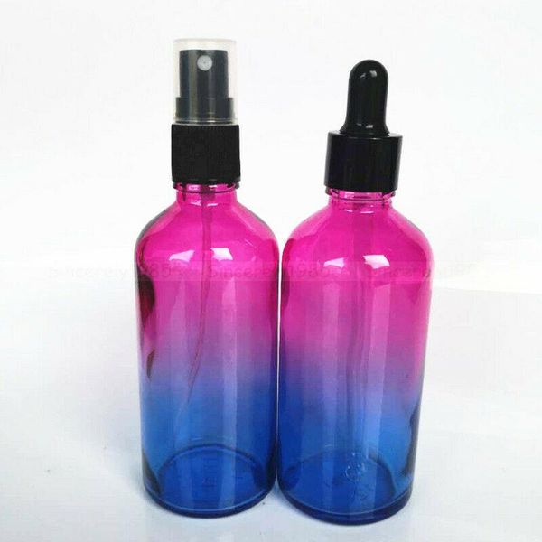 

storage bottles & jars 100ml translucence gradient red blue cosmetic packaging dropper glass bottle essential oil refillable