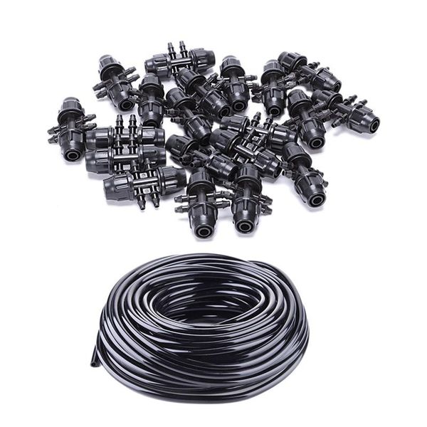 

20 pcs drip irrigator garden watering 8/11 inch to 3/4 inch quick hose connector & 1pcs 50m watering tubing hose pipe