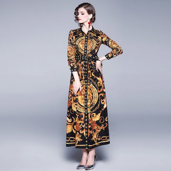 

winter runway design maxi totem printed vintage decorative bow size elegant dress gbz8, Black;gray