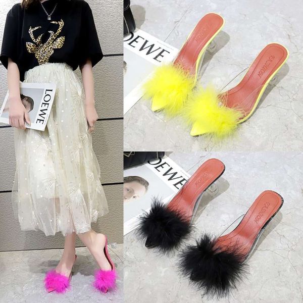 

high heels cool summer maomao sandal women's sho fashion transparent fun, Black