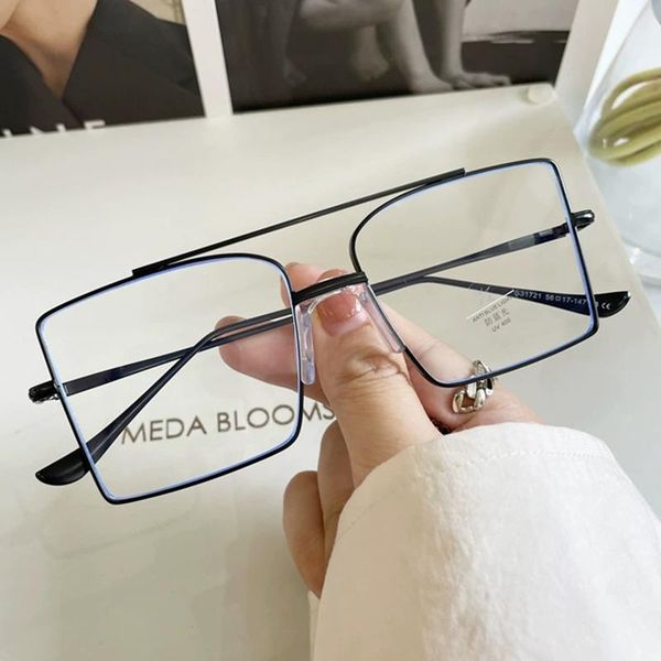 

fashion sunglasses frames xojox square metal glasses frame for women men blocking blue light computer spectacles decorative eyeglasses, Black