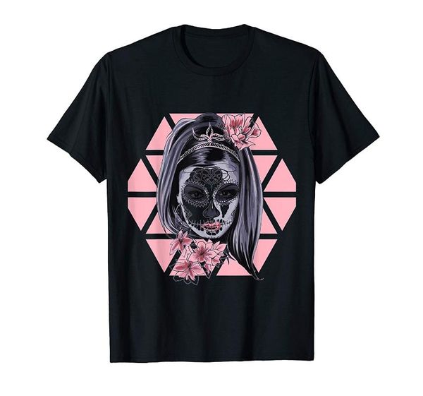 

men's t-shirts pretty scary flowered sugar skull halloween cute t-shirt, White;black