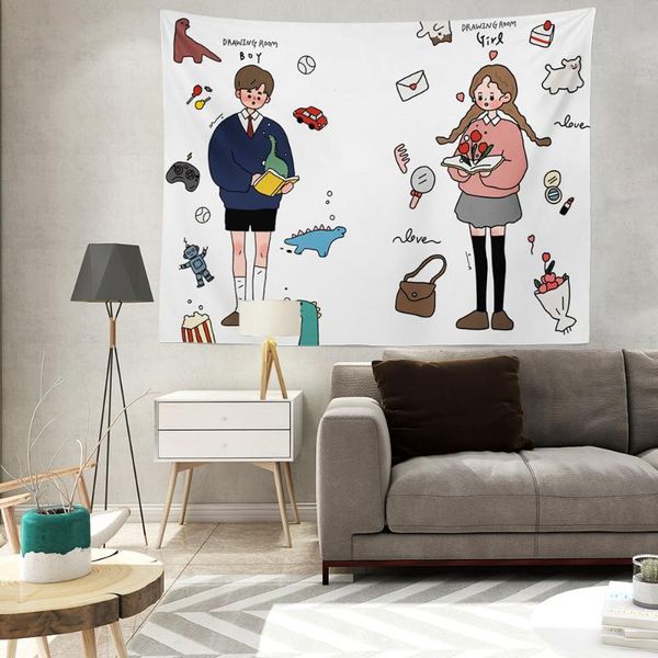 

tapestries cartoon couples tapestry wall hanging aesthetic tapestriesroom decor hippie trippy tapiz fabric carpet