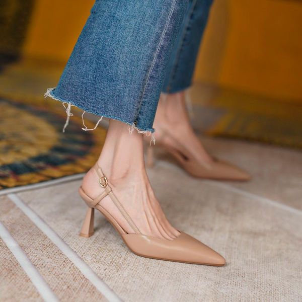 

sandals women's pointed closed toe low heels sandal ladies summer shoes for women female footwear pumps wedding fashion, Black