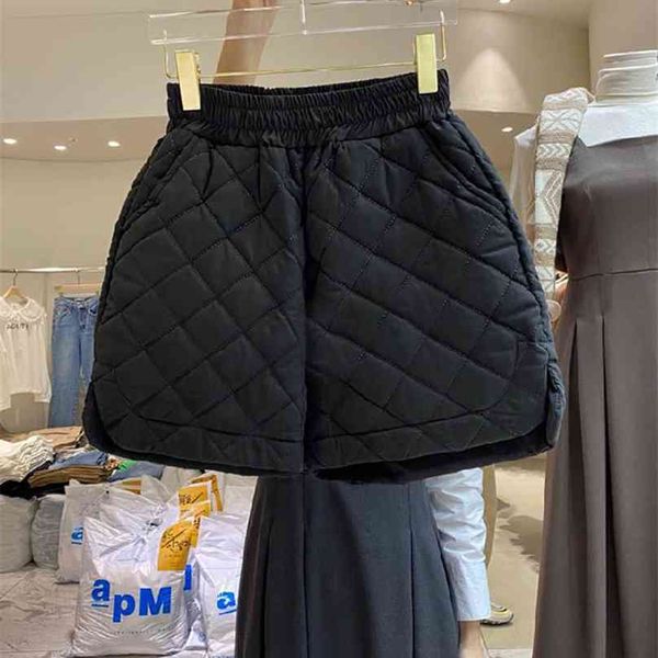 

nomikuma women winter shorts korean argyle wide leg bottoms stretch high waist short pantalones cortos de mujer 6d539 210719, White;black