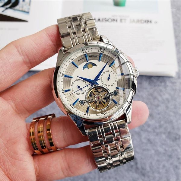 

luxury watch business men automatic luminous clock tourbillon waterproof mechanical brand relogio masculino wristwatches, Slivery;brown