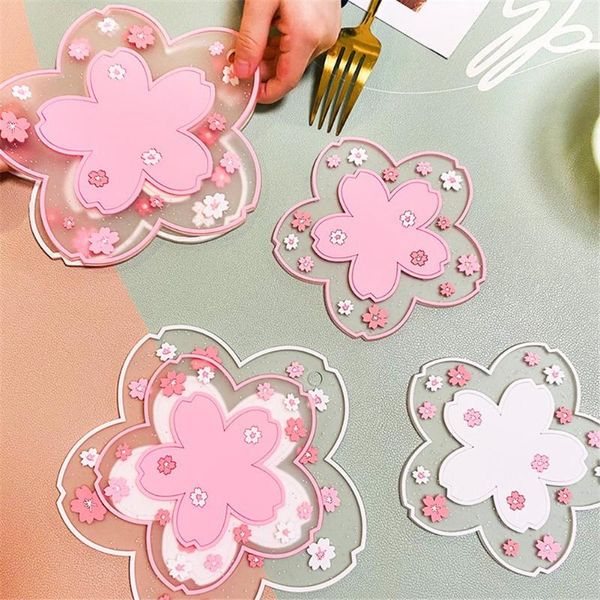 

mats & pads cup coasters heat insulation flower shaped non-slip 3d shape placemats pot holder kitchen accessories
