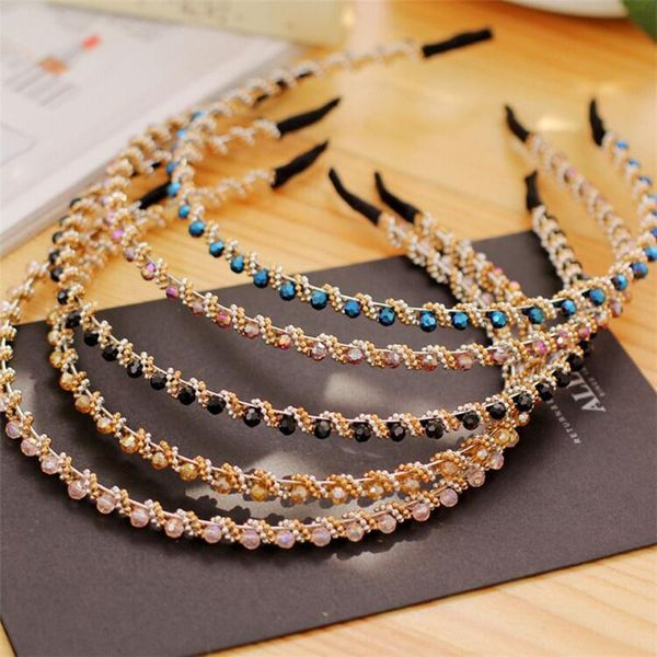 

hair accessories elegant for women non-slip head hoop crystal beaded thin edge shiny luxury rhinestone headbands