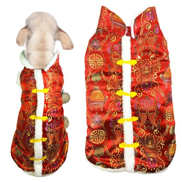 

new pet clothes in 2021 big dog clothes in tang dynasty big dog golden warm for small windproof winter