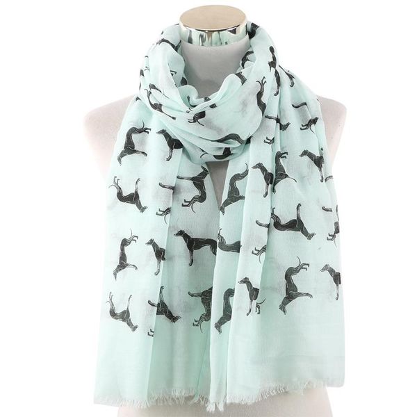 

scarves ladies animal printed scarf korean style lovely dog shawl 70*180cm polyester breathe tassels thin, Blue;gray