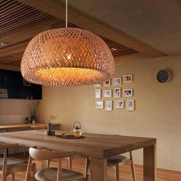 

modern bamboo work hand knitted bamboo weaving chandelier restaurant handmade
